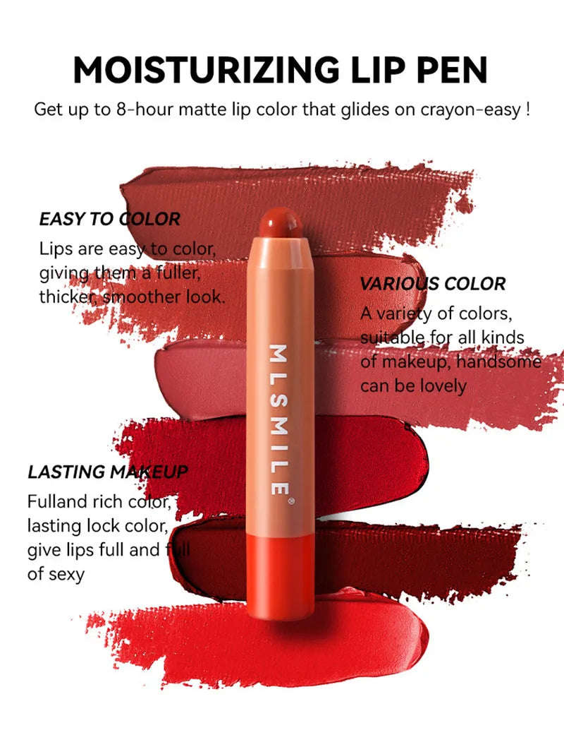 Crayon Lèvres Velours Waterproof 6 Couleurs Longue Tenue — Nude & Rose