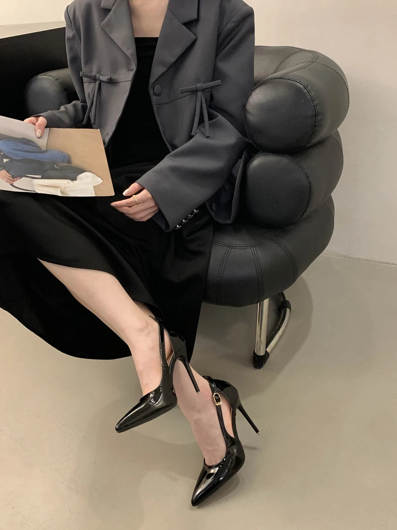 Escarpins Bordeaux Talon Aiguille 11cm — Cuir Verni Noir, Stiletto Chic, Soirée