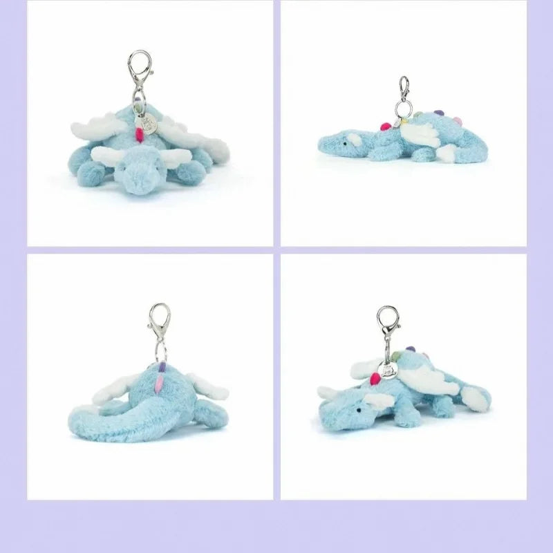 Porte-clés Peluche Dragon JC Sky — Dragon Blanc, Violet, Bleu ou Rose, Cadeau Fille