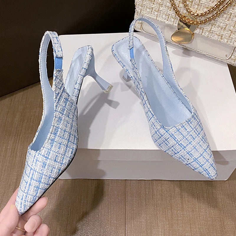 Escarpins Slingback Femme Bout Pointu Bleu — Talon Fin, Soirée & Fête 2023