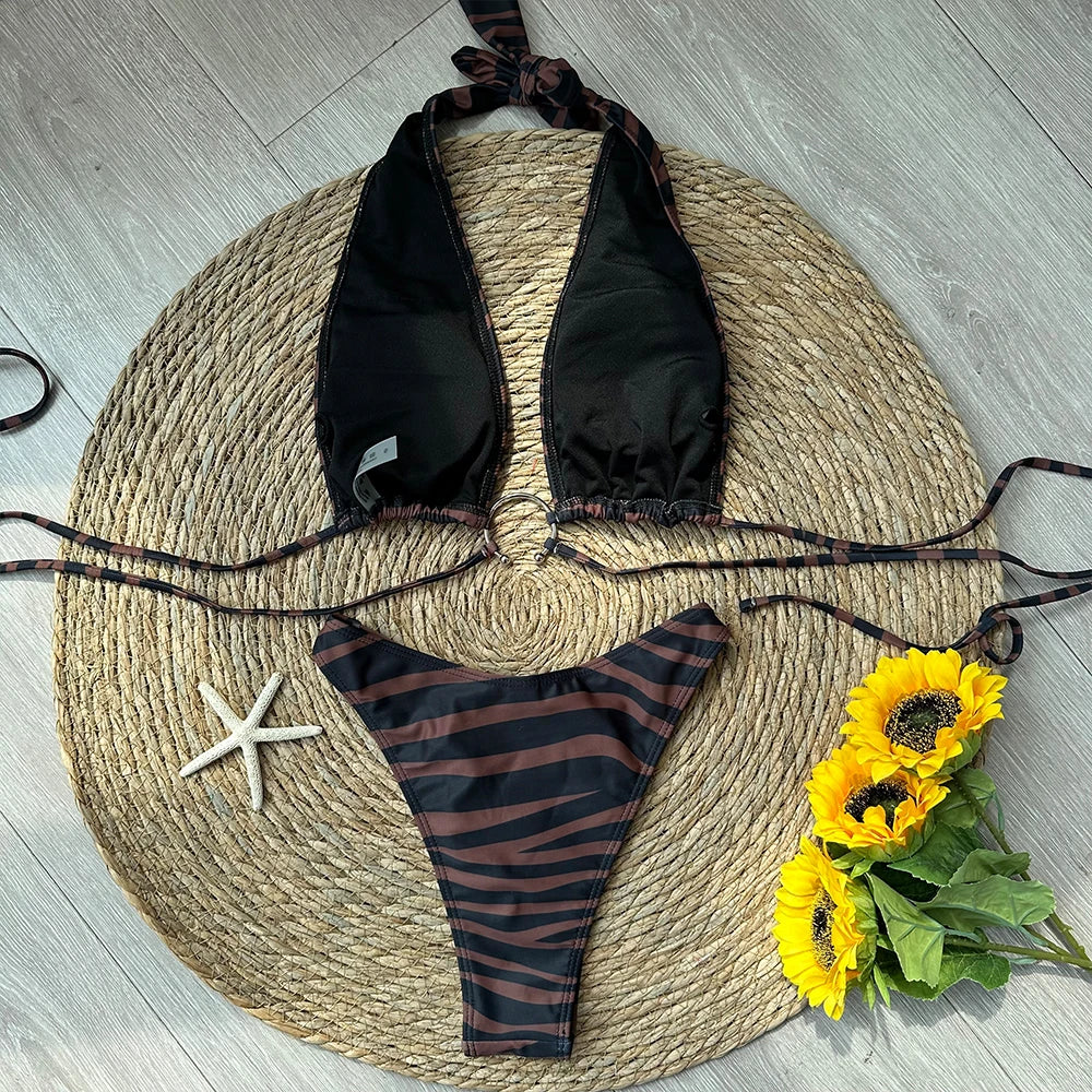 Bikini Halter Micro Brésilien 2024 — Maillot de Bain Femme Patchwork Sexy