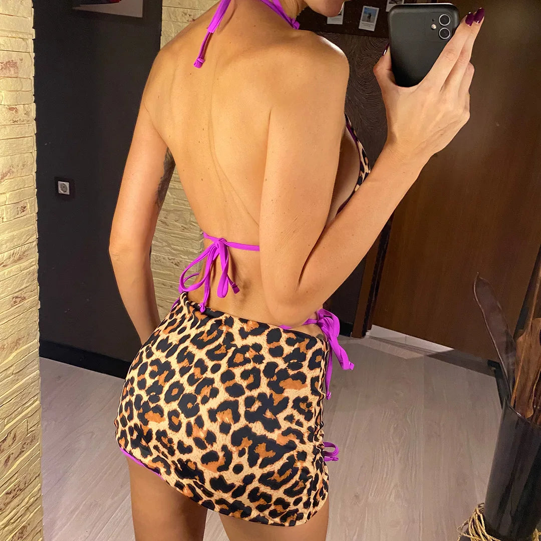 Bikini Léopard Réversible 2 Faces — 3 Pièces XS-XL, Maillot de Bain Femme