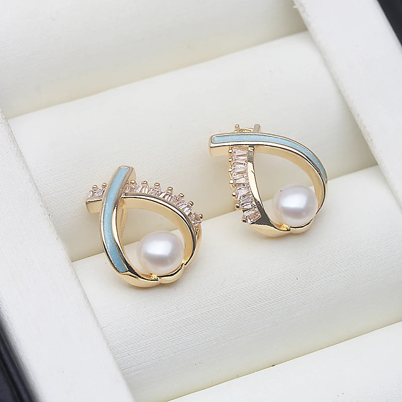 Boucles d'Oreilles Perle Naturelle Eau Douce — Argent 925, Cadeau Maman & Saint-Valentin