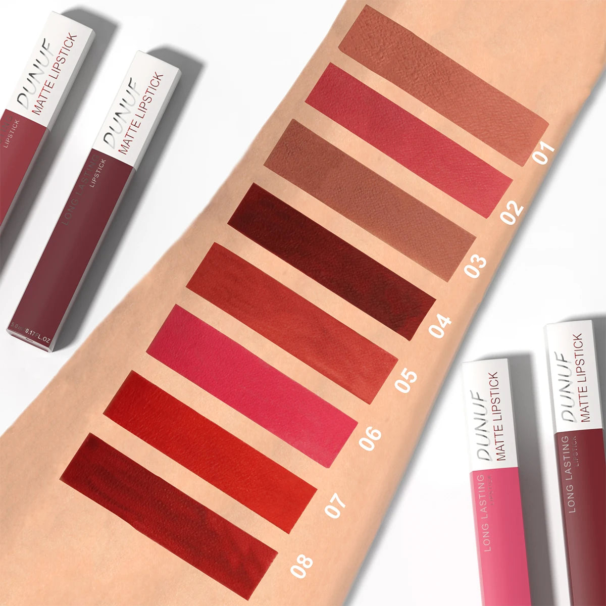 Set 8 Gloss Lèvres Mat Waterproof Longue Tenue — Nude, Rouge, Y2K
