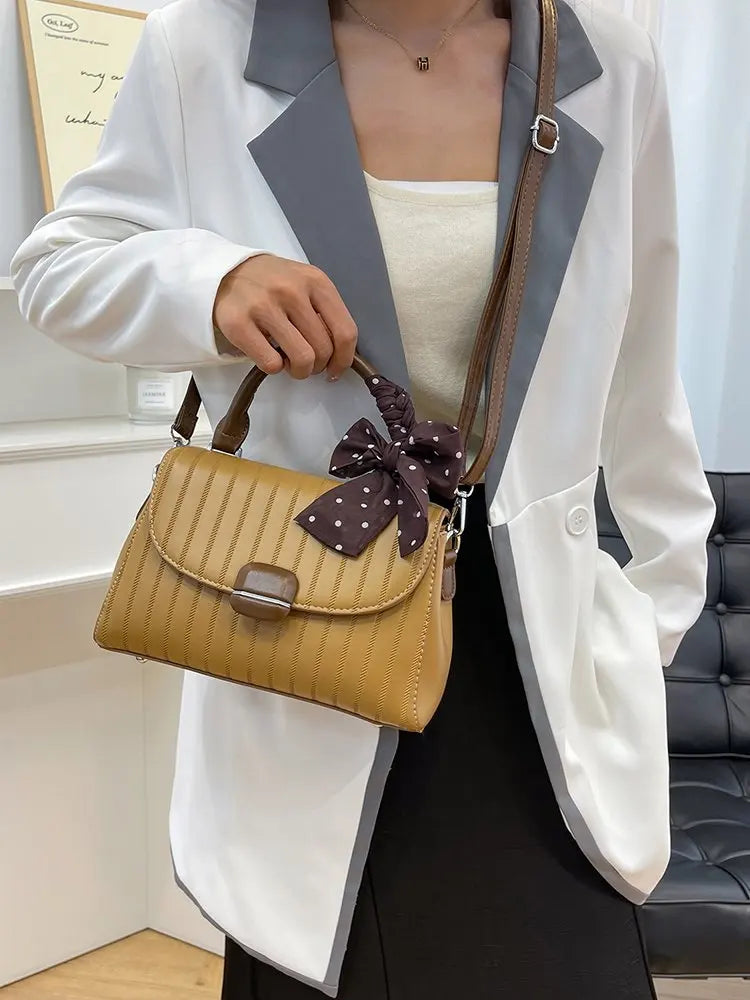 Sac Satchel Carré Minimaliste Femme — Détail Cuir, Grande Capacité, Sac Couches Luxe