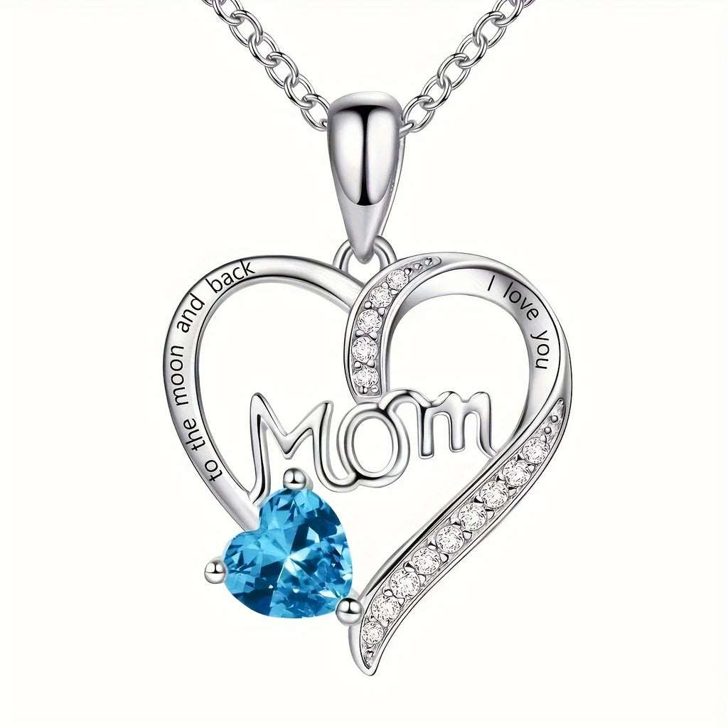 Collier Pendentif Cœur Maman avec Strass – Bijou Fête des Mères