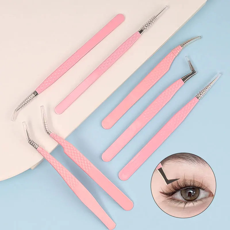 Pince à Cils Extension Fibre Acier Inoxydable — Outil Maquillage Précision