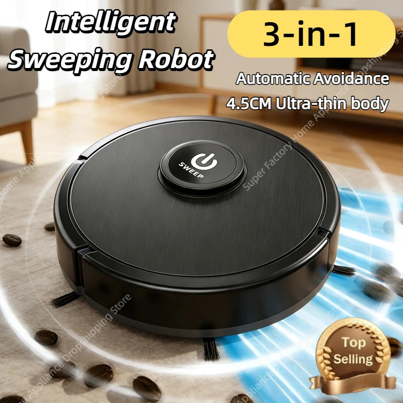 Aspirateur Robot 3-en-1 Intelligent — Aspiration 6000Pa, Lavage, Navigation Laser, Poils d'Animaux