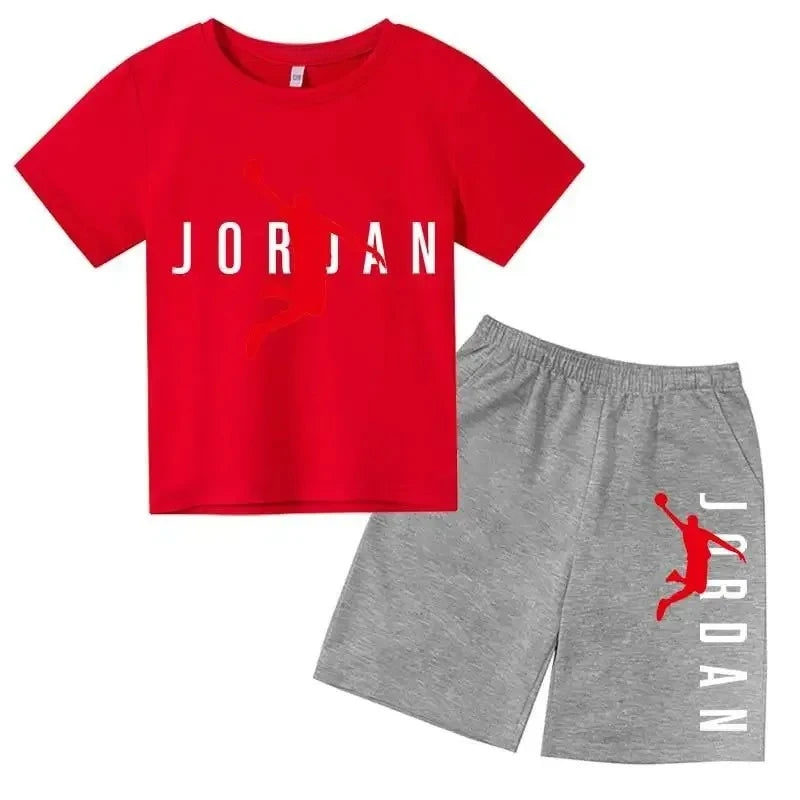 Ensemble 2 pièces enfant mixte – T-shirt & short sport imprimé lettres luxe, 3-14 ans