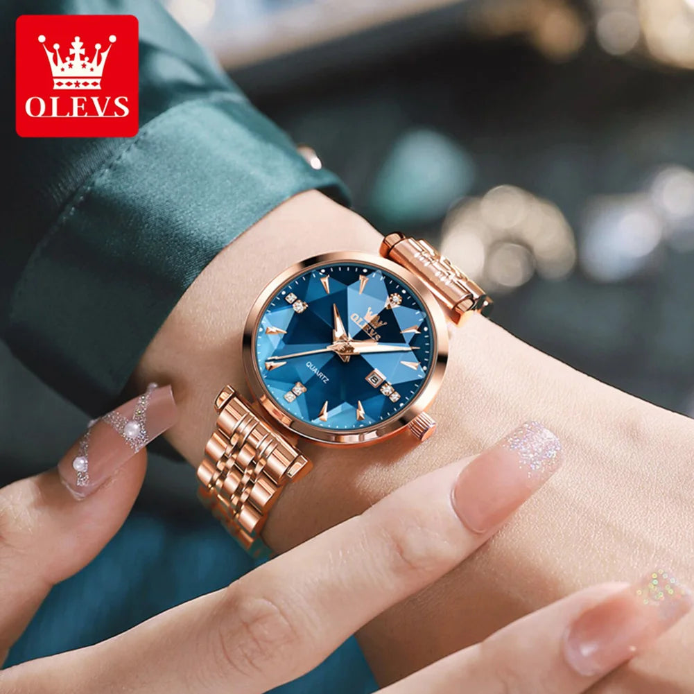 OLEVS Montre Femme Fashion Élégante — Quartz, Acier Inoxydable, Étanche, Date