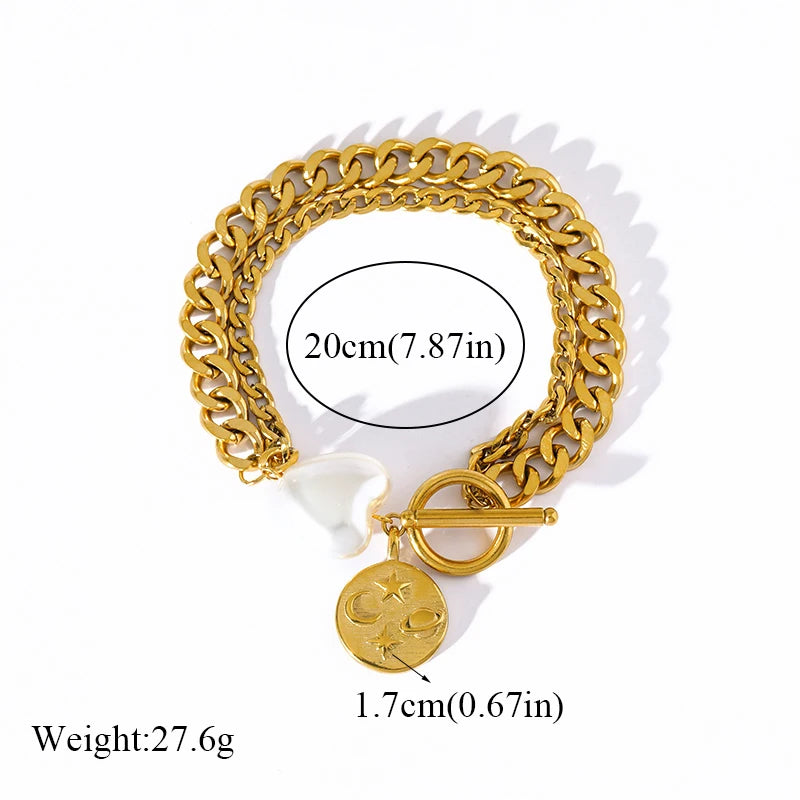 Bracelet Jonc Acier Inoxydable 316L Doré Femme — Chaîne Poignet Tendance Waterproof