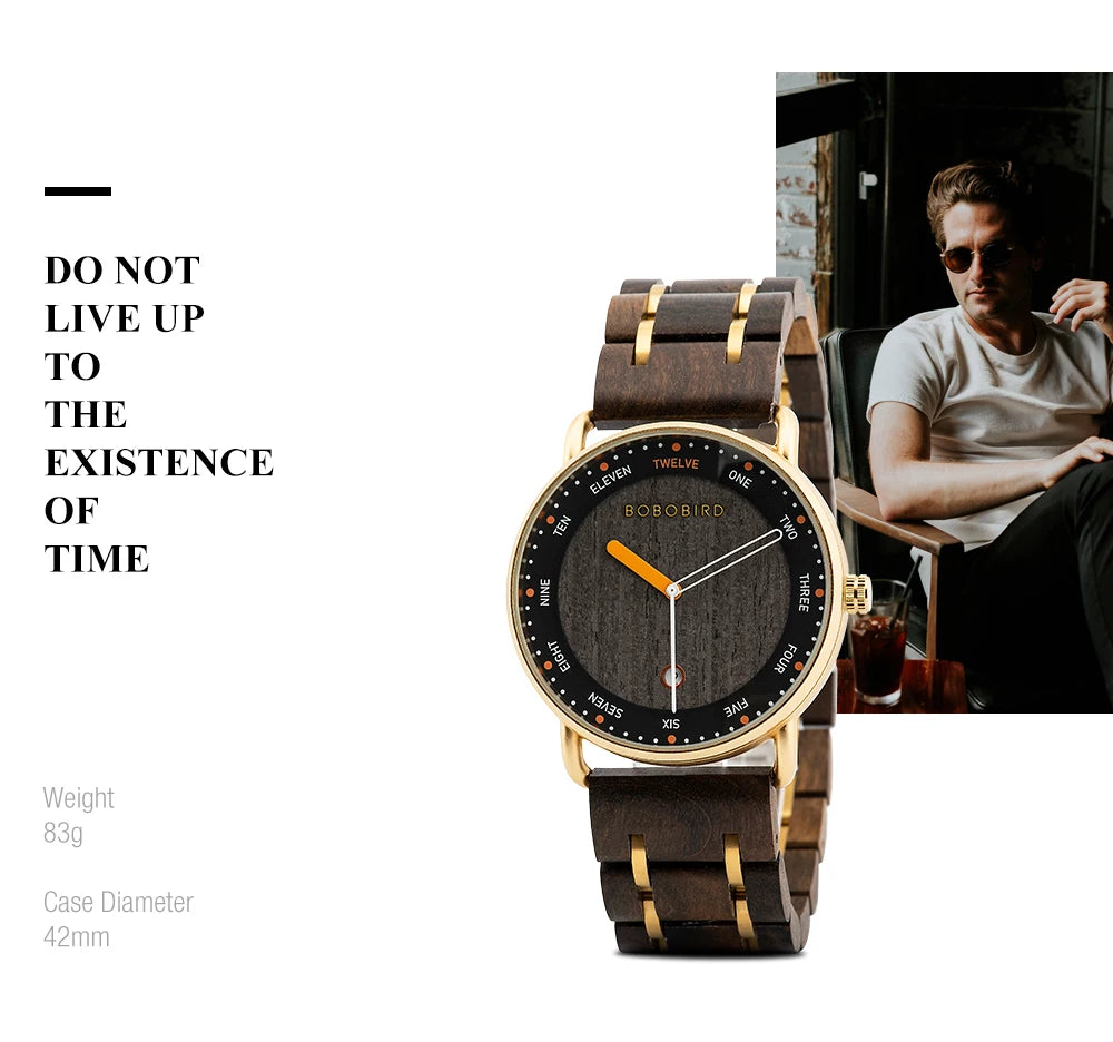 BOBO BIRD Montre Homme Bois Quartz — Casual, Cadeau Unique, Livraison Directe