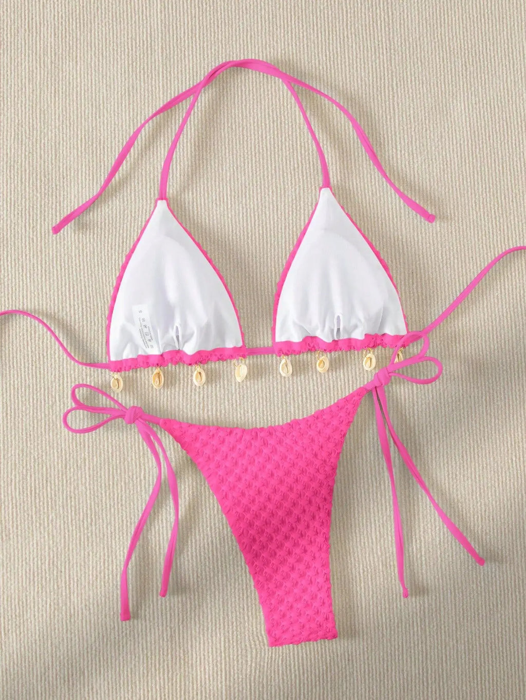 Bikini Coquillage Blanc Push Up 2025 — Halter Micro, Tanga, Maillot de Bain Sexy