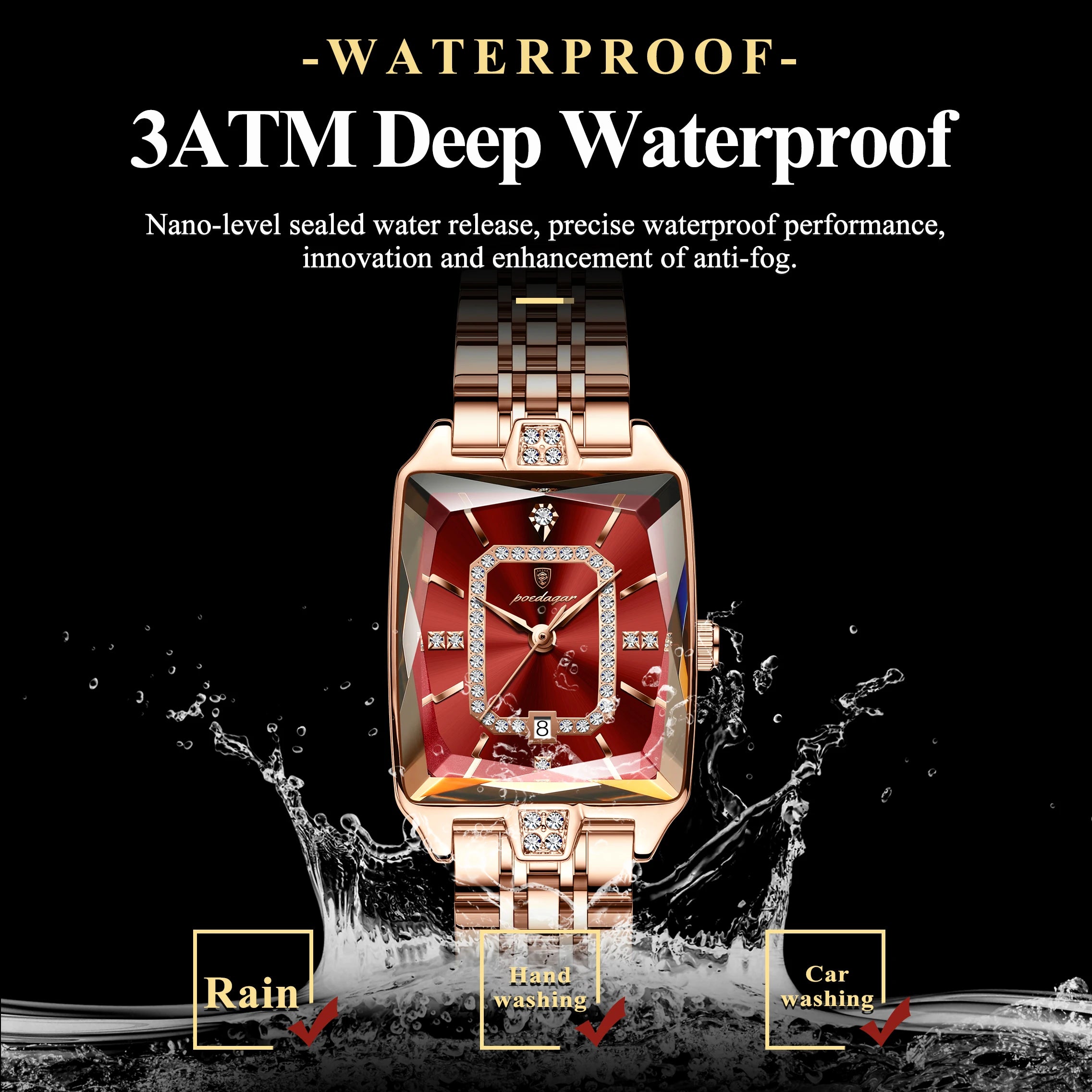 Montre Femme POEDAGAR Luxe Quartz — Acier Inoxydable, Étanche, Date, Fashion