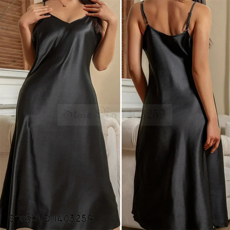Nuisette Longue Femme Bretelles Satin — Lingerie Intime, Lounge Été