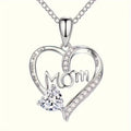 Collier Pendentif Cœur Maman avec Strass – Bijou Fête des Mères