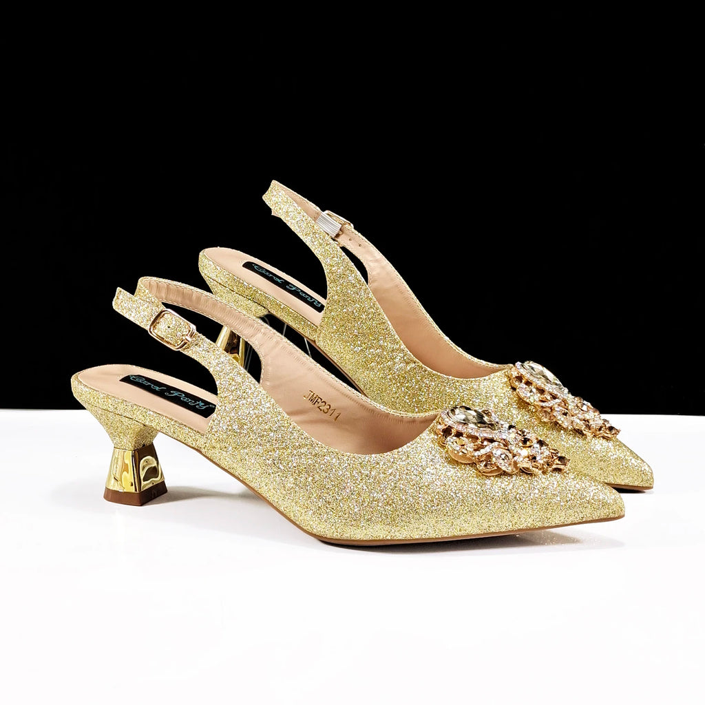 Ensemble Chaussures & Sac Femme Strass Magenta — Bout Pointu, Talon Haut, Mariage Soirée