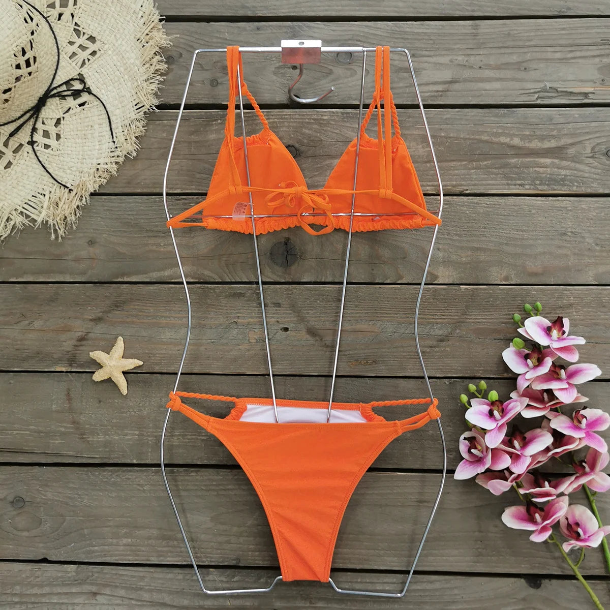 Bikini Brésilien Femme Taille Basse Imprimé — Push-Up, Maillot de Bain Sexy