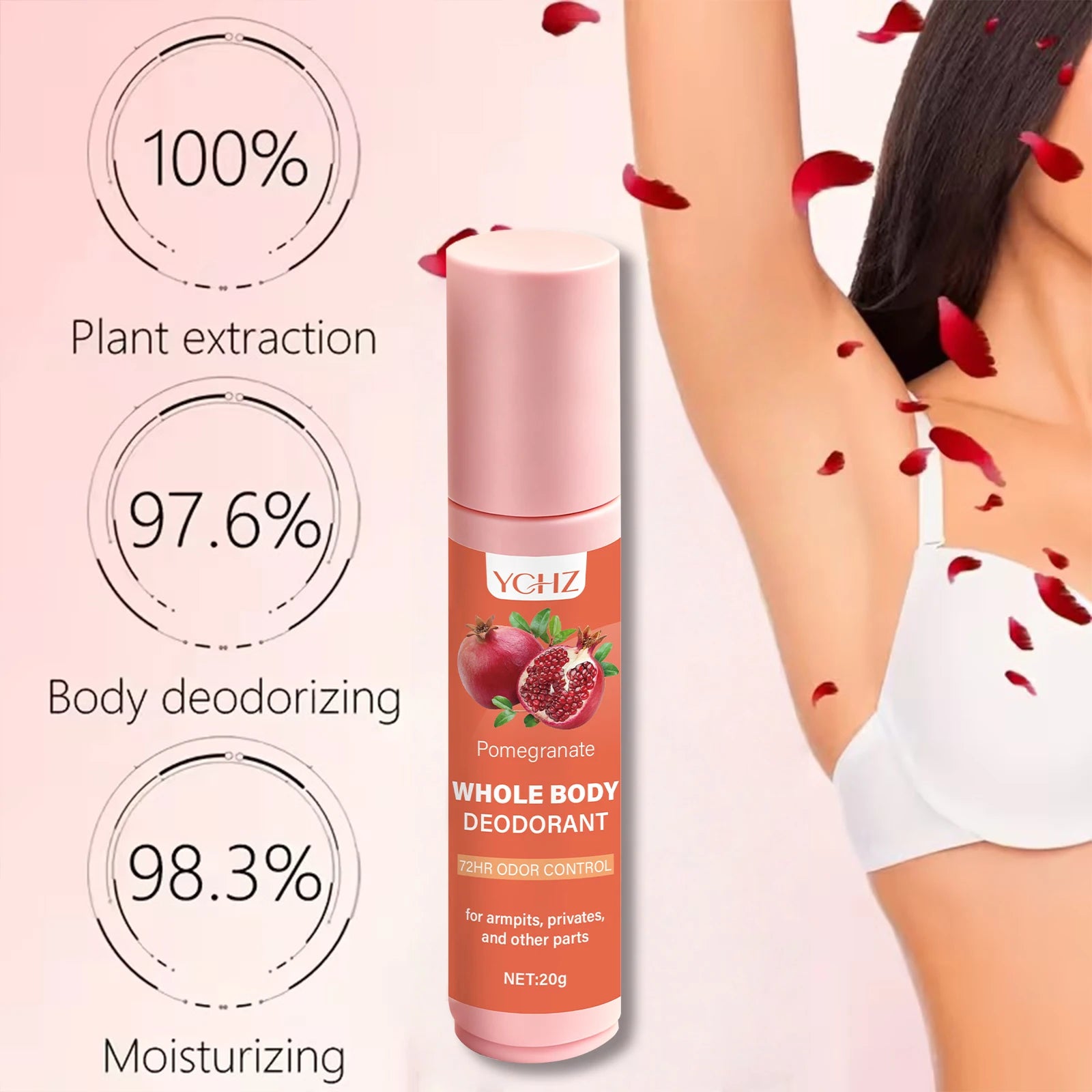 لوشن معطر للجسم للنساء - رمان وخوخ، مزيل عرق 72 ساعة، مرطب