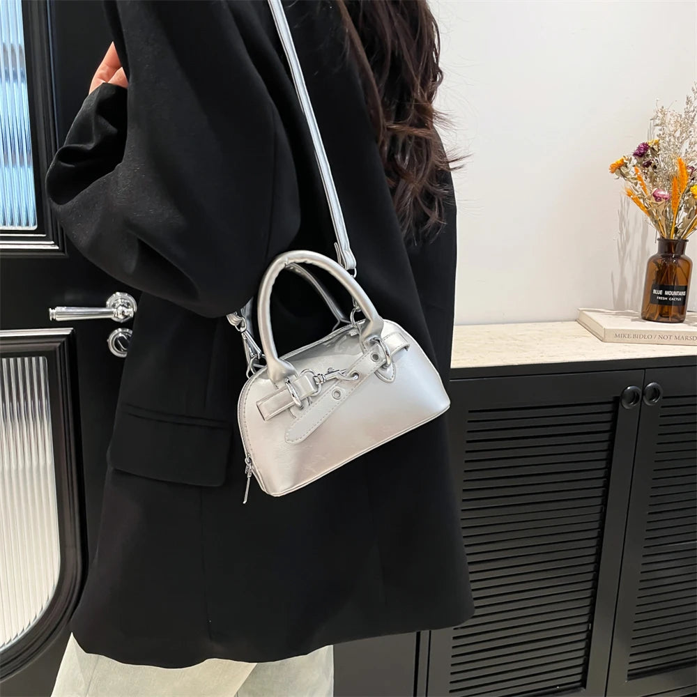 Mini Sac Coquille Femme Luxe — Boucle Ceinture, Petit Sac Épaule Bandoulière Designer