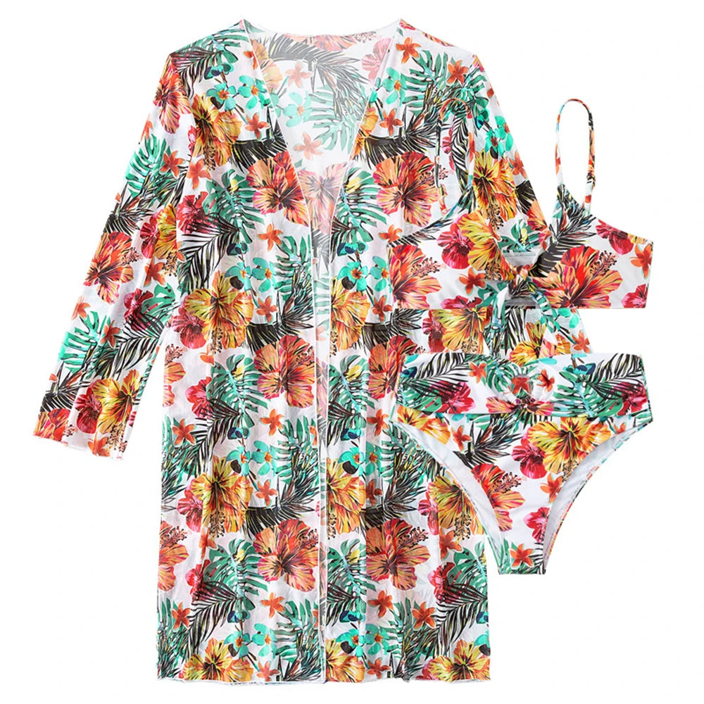 Bikini 3 Pièces Femme Rembourré 2024 — Cover-Up Manches Longues, Style Brésilien