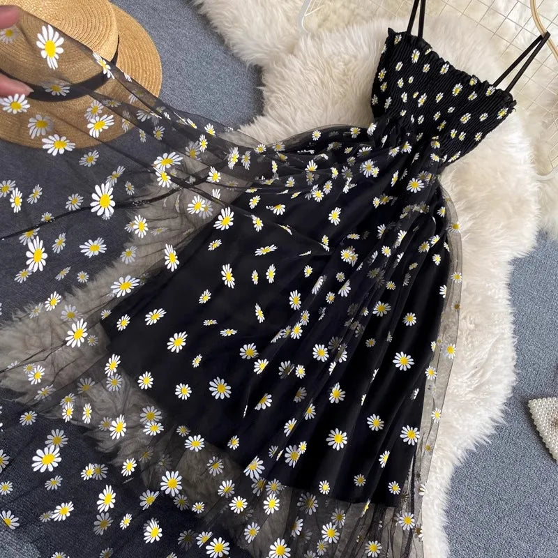 Robe Femme Été 2026 — Mesh Fleurie Style Coréen Plage & Soirée