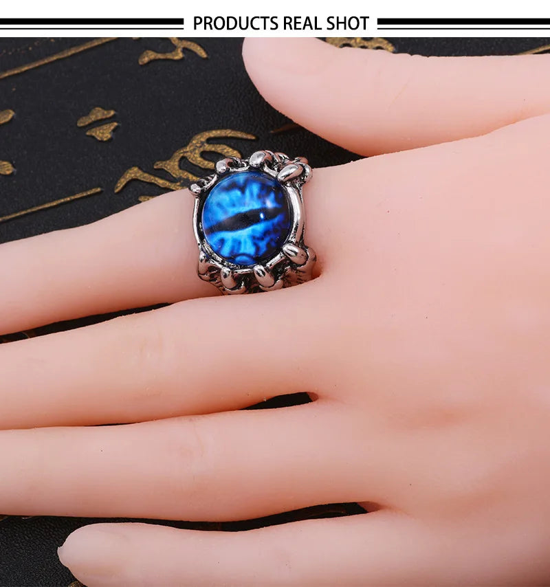 Bague Œil du Diable Turc Bleu — Ajustable, Punk, Homme & Femme, Tendance