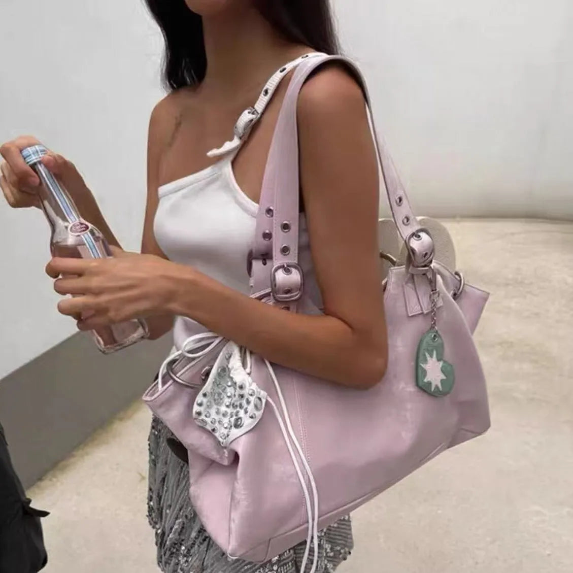 Grand Sac Vintage Femme — Tote Fourre-Tout, Sac Épaule Grande Capacité, Style Dumpling
