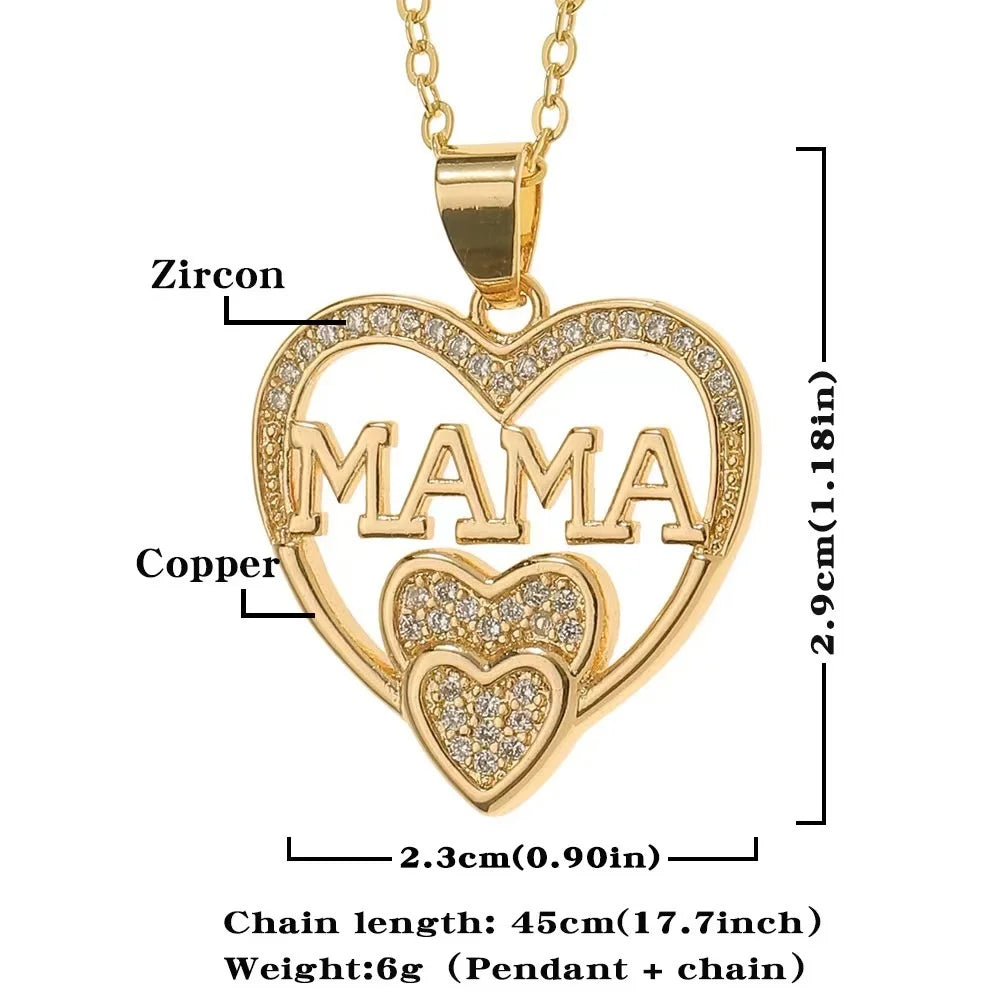 Collier Femme Élégant — Pendentif Amour MOM, Cadeau Idéal Fête des Mères