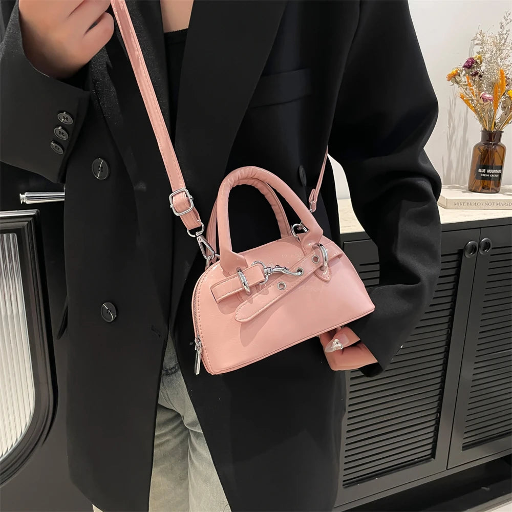 Mini Sac Coquille Femme Luxe — Boucle Ceinture, Petit Sac Épaule Bandoulière Designer