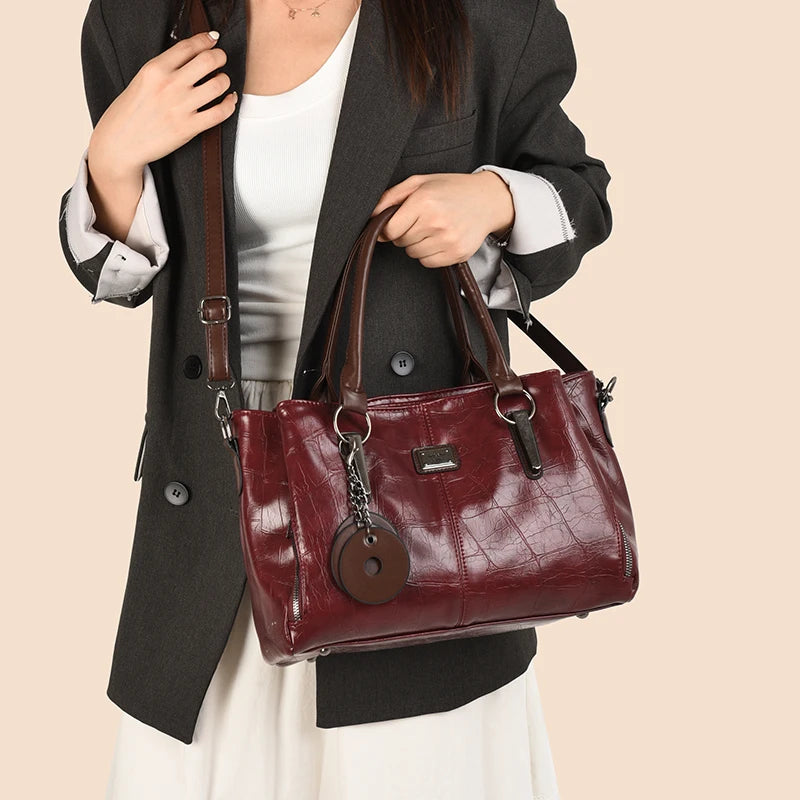 Sac à Main Femme Cuir PU — Tote Bandoulière Messenger, Grande Capacité