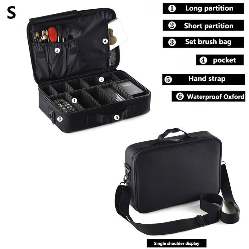 Trousse Maquillage Oxford Grande Capacité Femme — Voyage Waterproof Professionnelle