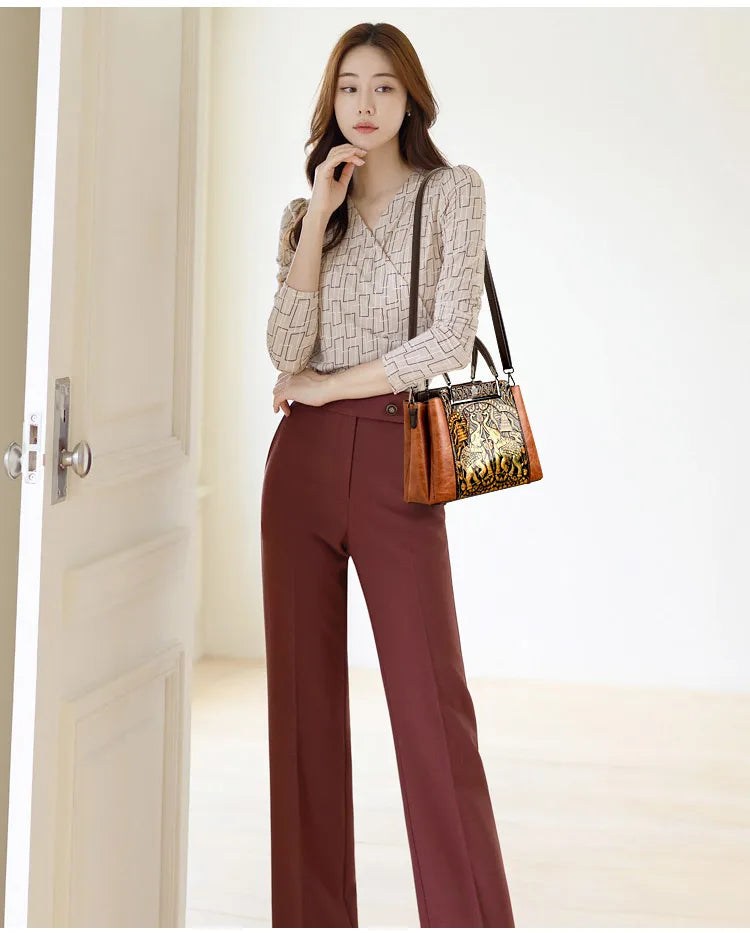 Sac À Main Femme Cuir PU Gaufré Artisanal — 3 Compartiments, Grande Capacité, Bandoulière