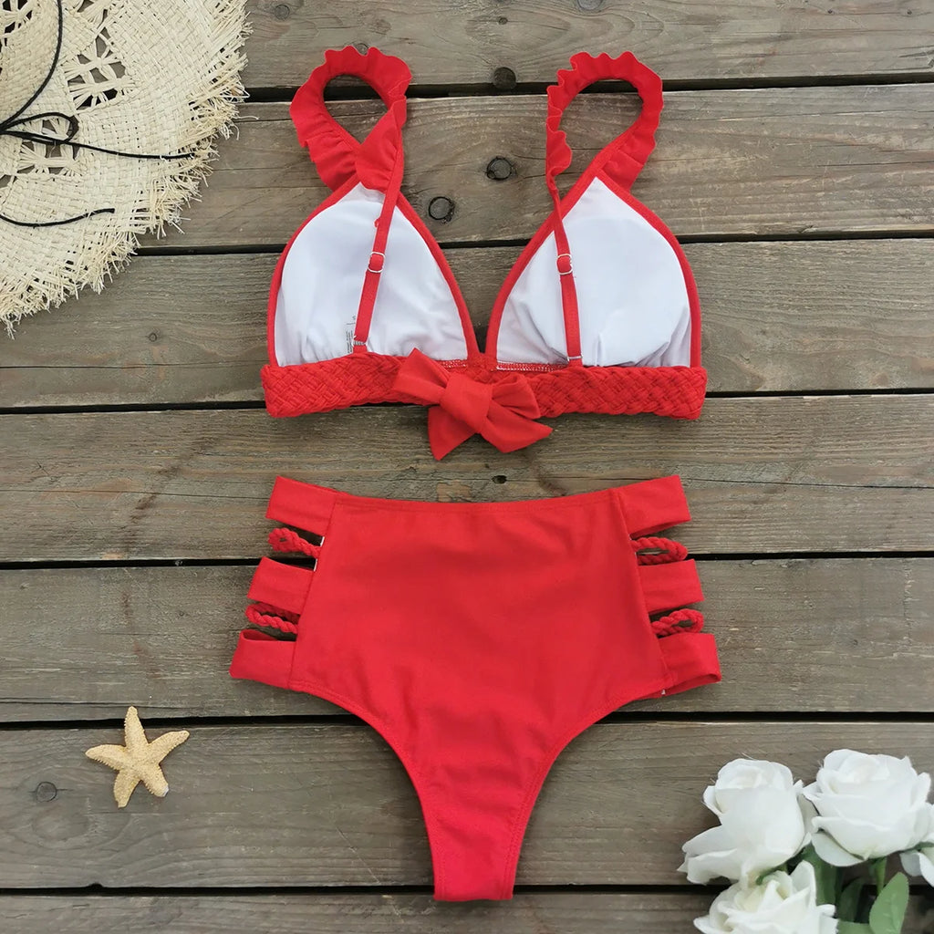 Bikini Taille Haute Bandage Floral 2026 — Volanté, Push Up, Bretelles Brésilien