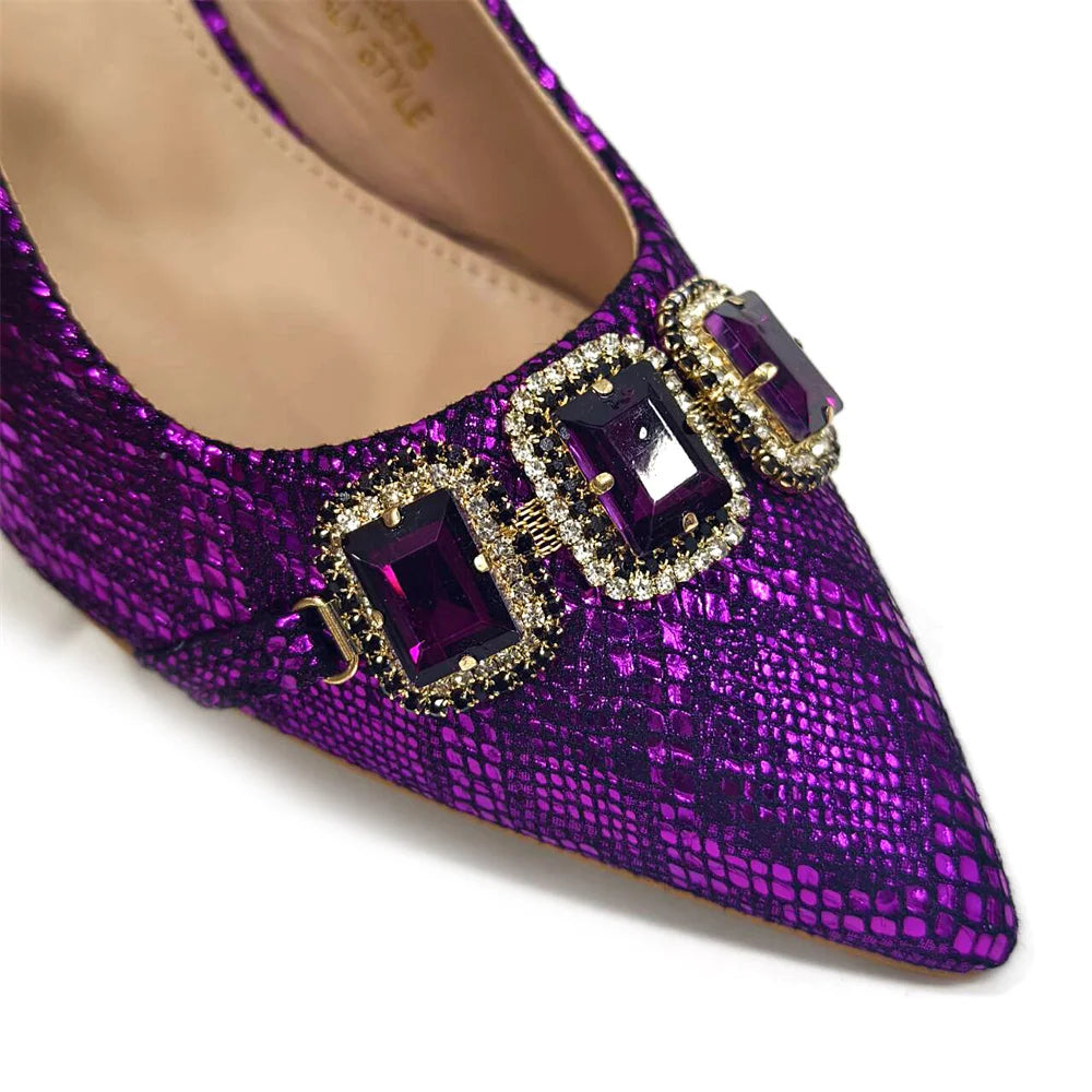Ensemble Chaussures & Sac Femme Venus Chan Vert Strass — Talon Haut, Soirée Luxe
