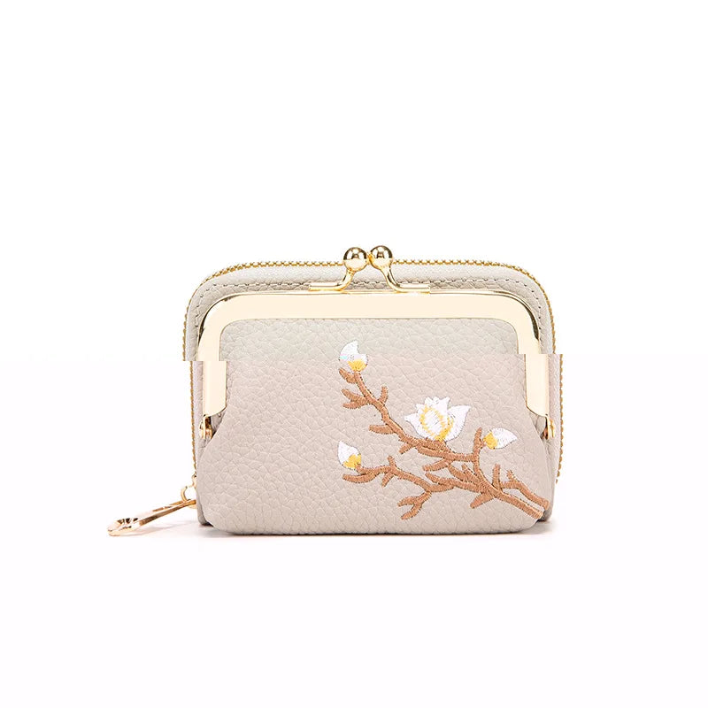 Portefeuille Court Femme Cuir PU Floral — Grande Capacité, Porte-Monnaie & Cartes