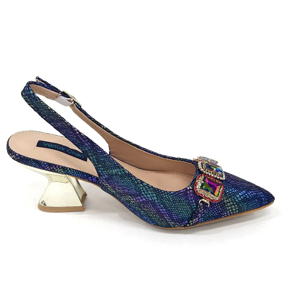 Ensemble Chaussures & Sac Femme Venus Chan Vert Strass — Talon Haut, Soirée Luxe