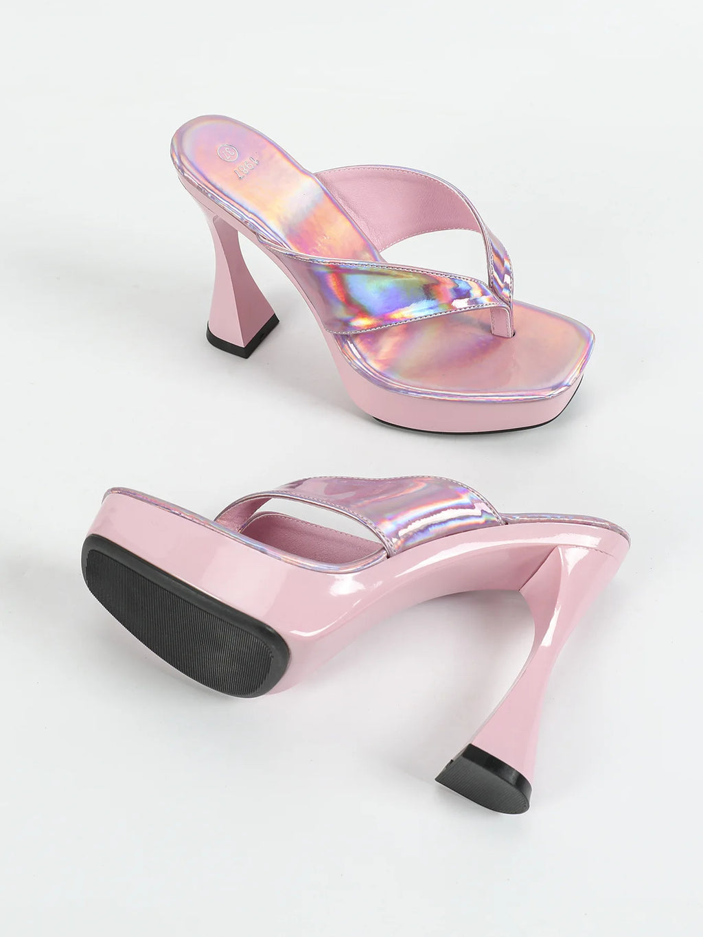 Mules Talon Carré 12cm Femme Été — Semelle Épaisse, Bout Pince, Slides Outdoor