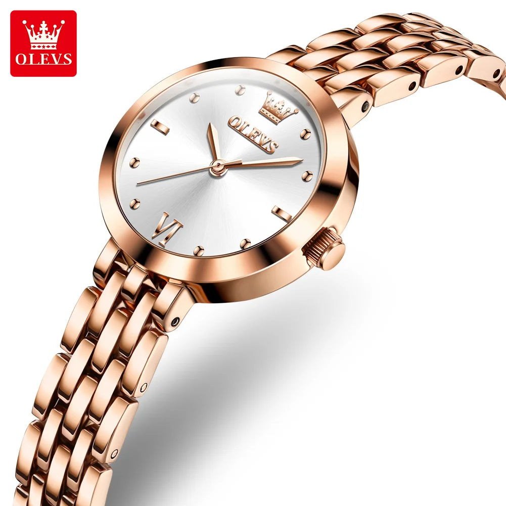 ساعة يد نسائية OLEVS 9992 فاخرة ذهبية كوارتز — مقاومة للماء، أنيقة، Relojes Para Mujer