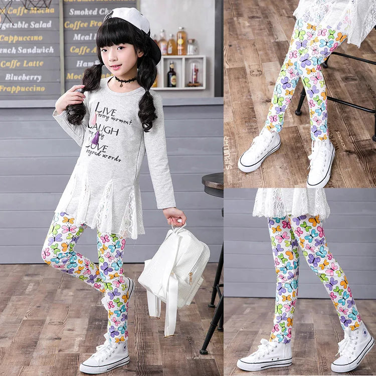Legging Fille Imprimé Cartoon — Taille Élastique, Yoga Doux, Enfant & Bambin
