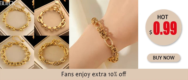 Bracelet Jonc Acier Inoxydable 316L Doré Femme — Chaîne Poignet Tendance Waterproof