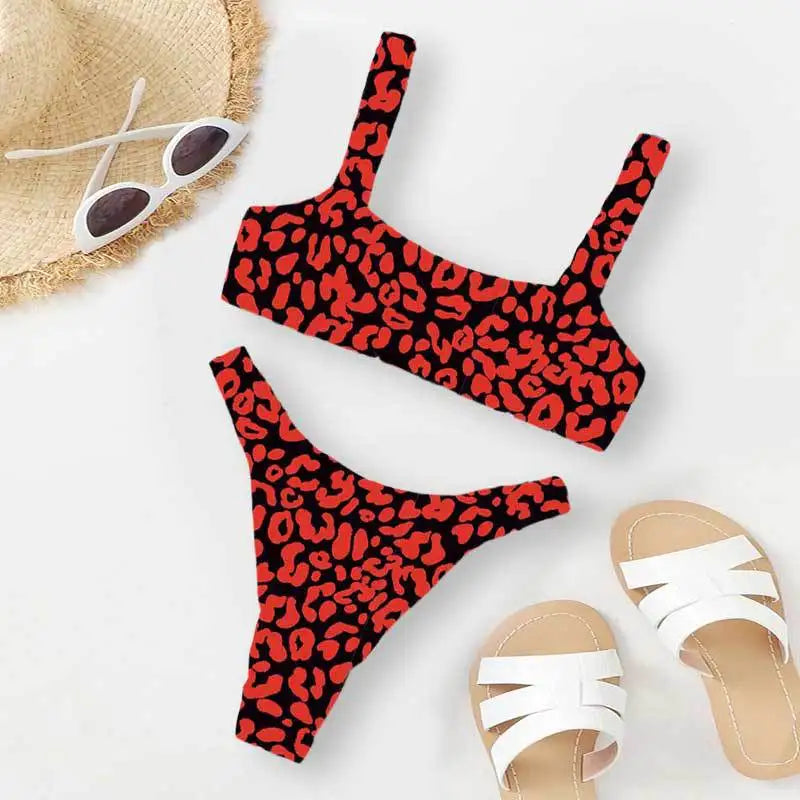 Micro Bikini Sexy 2 Pièces Léopard 2026 — Taille Haute, Bretelles, Maillot de Bain Femme