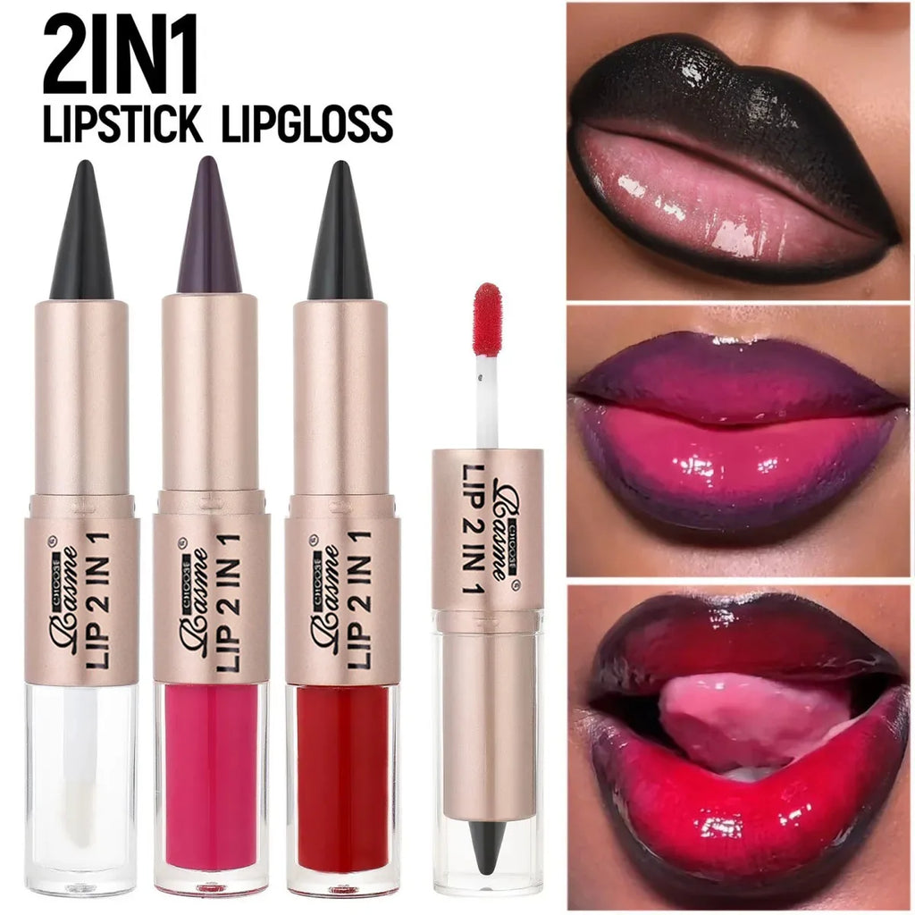 Crayon Contour Lèvres 2en1 Dégradé — Lip Liner Waterproof Mat & Gloss Miroir