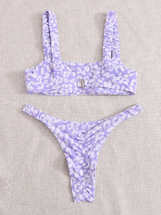 Micro Bikini Sexy 2 Pièces Léopard 2026 — Taille Haute, Bretelles, Maillot de Bain Femme