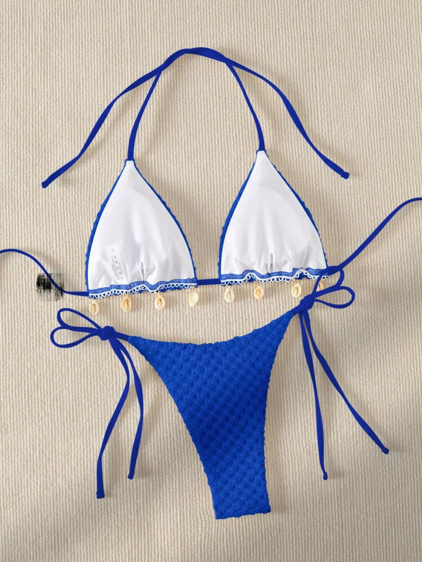 Bikini Coquillage Blanc Push Up 2025 — Halter Micro, Tanga, Maillot de Bain Sexy