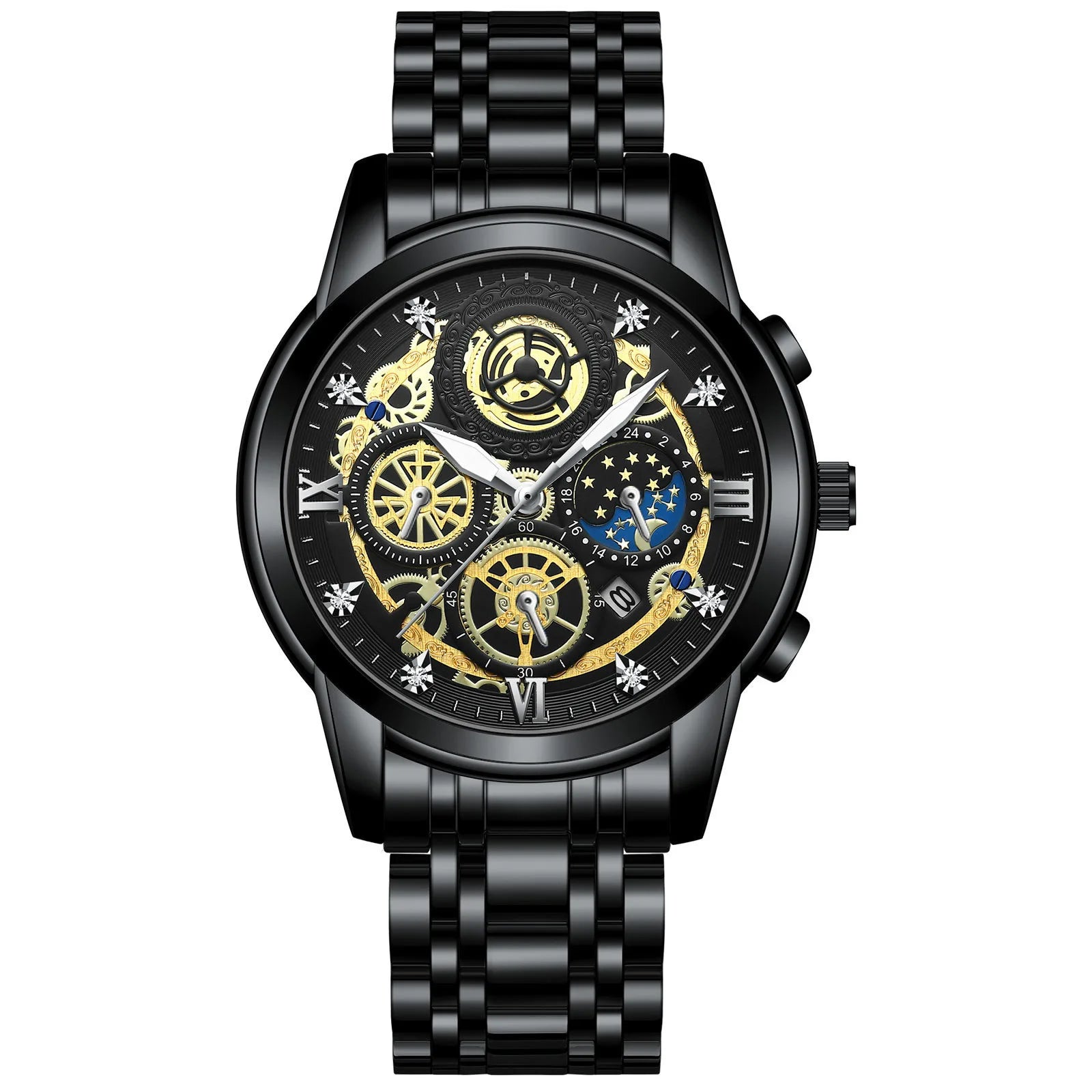 Montre Homme BINBOND Luxe Quartz — Acier Inoxydable, Lumineux, Étanche 30M, Business