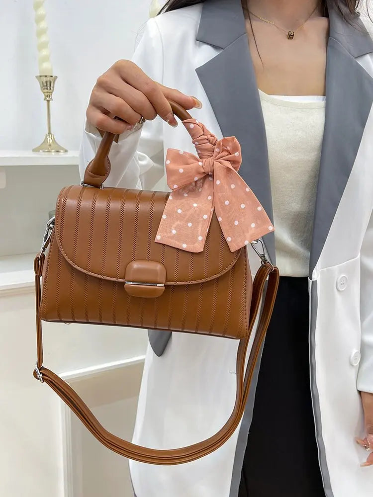 Sac Satchel Carré Minimaliste Femme — Détail Cuir, Grande Capacité, Sac Couches Luxe