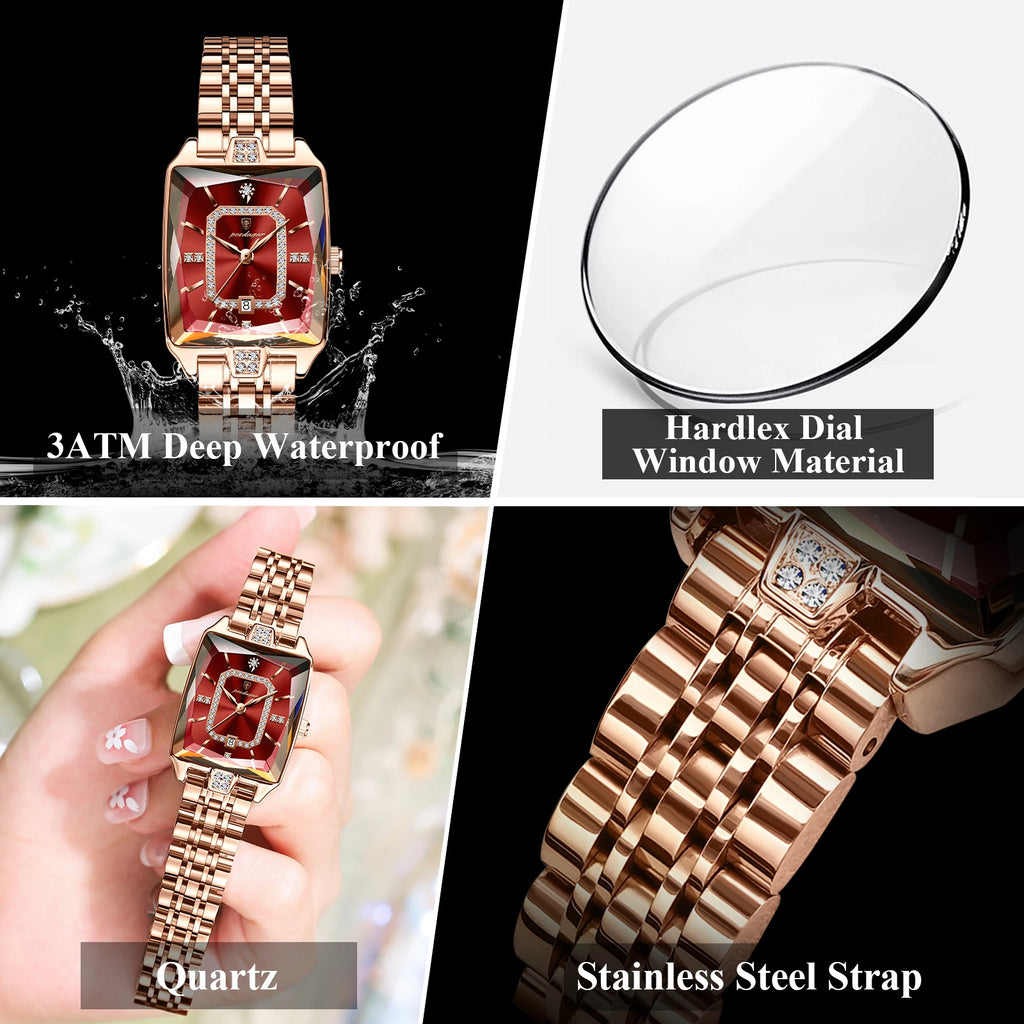 Montre Femme POEDAGAR Luxe Quartz — Acier Inoxydable, Étanche, Date, Fashion
