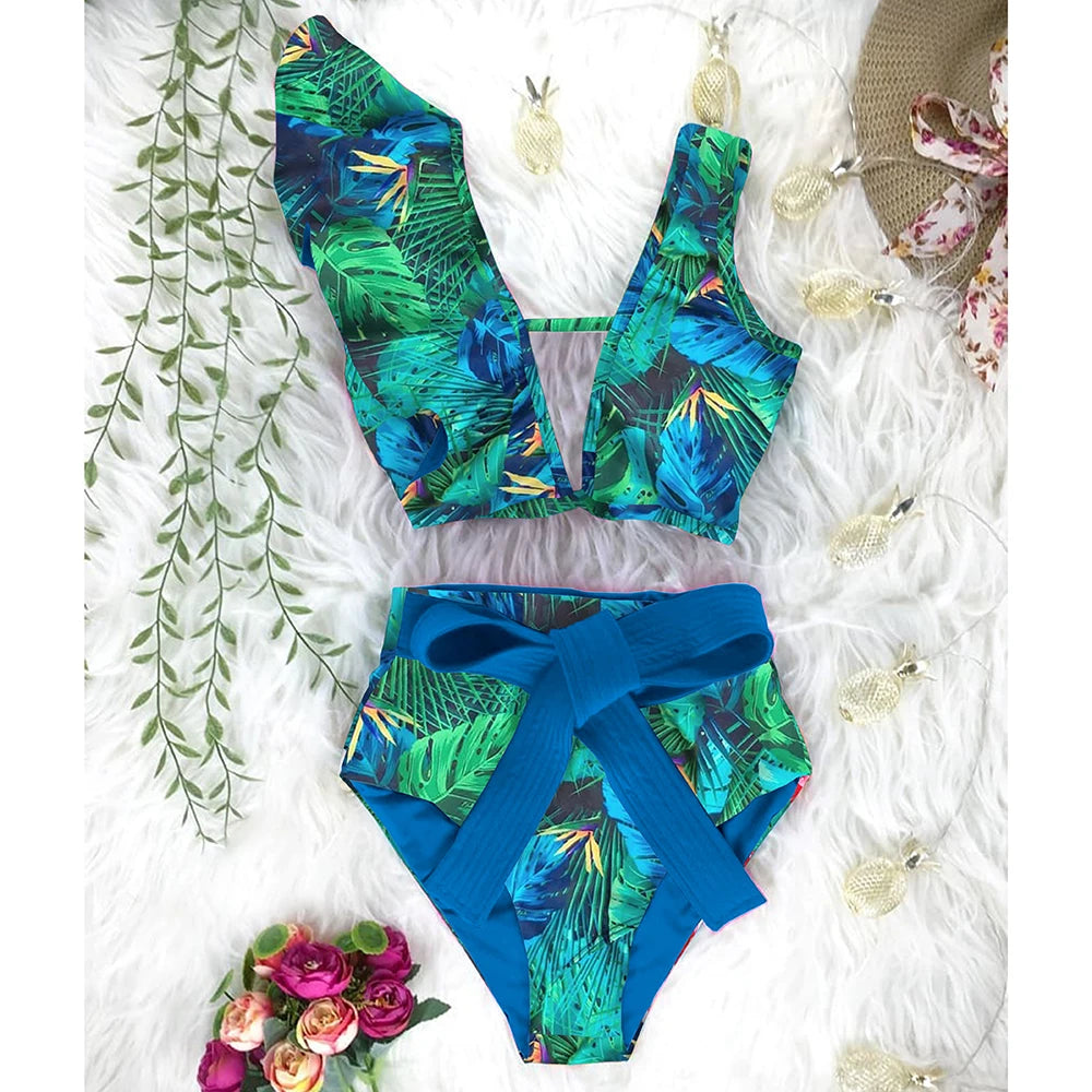 Bikini Taille Haute Bandage Floral 2026 — Volanté, Push Up, Bretelles Brésilien