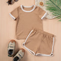 Ensemble 2 pièces bébé mixte – T-shirt uni manches courtes & short coton, 6 mois-5 ans